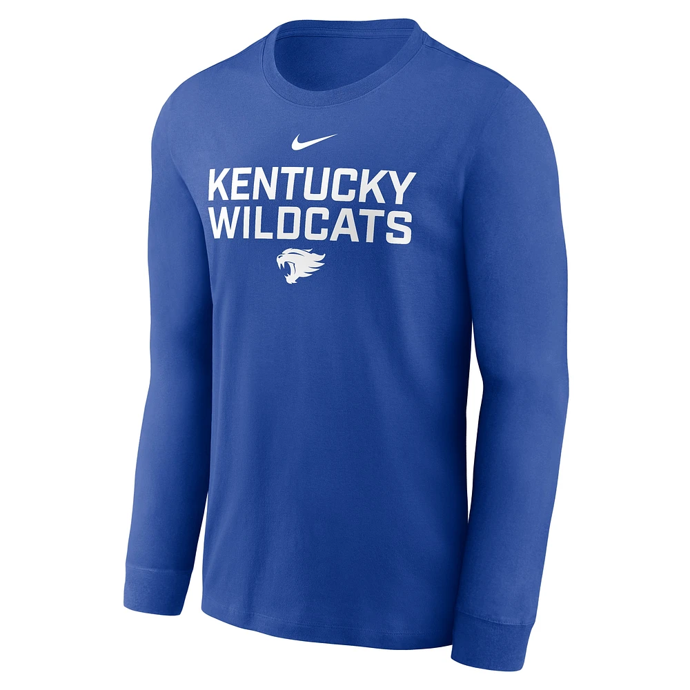T-shirt Nike Royal Kentucky Wildcats 2025 Performance à manches longues pour homme