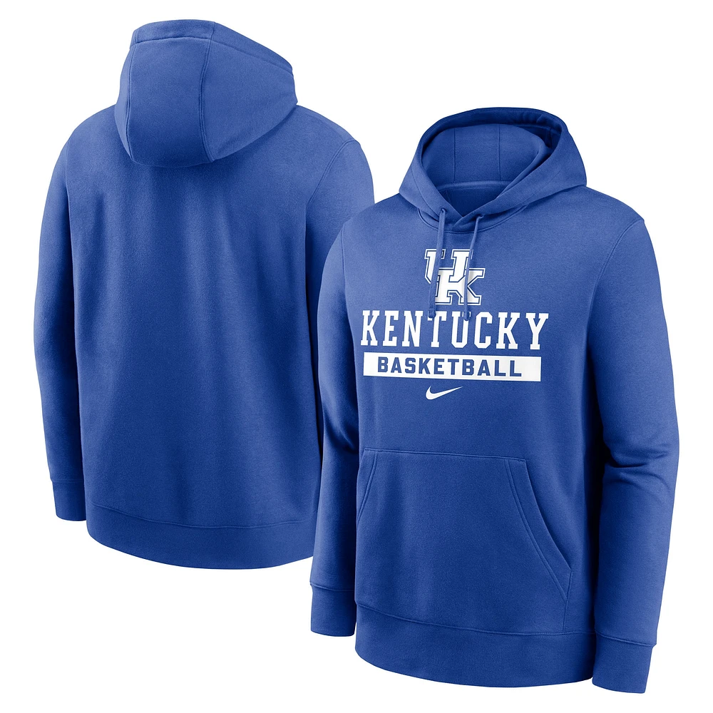 Men's Nike Royal Kentucky Wildcats Basketball Stack Club Fleece Pullover