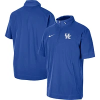 Men's Nike Royal Kentucky Wildcats Coaches Quarter-Zip Short Sleeve Jacket