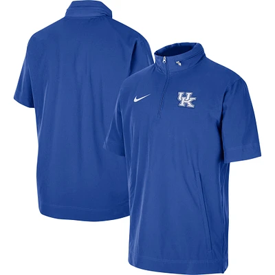 Veste à manches courtes fermeture éclair quart de Nike Royal Kentucky Wildcats Coaches pour Homme