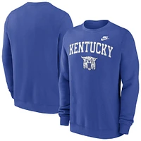 Men's Nike Royal Kentucky Wildcats Legacy Classic Tackle Twill Embroidered Arch Over Logo Pullover Sweatshirt