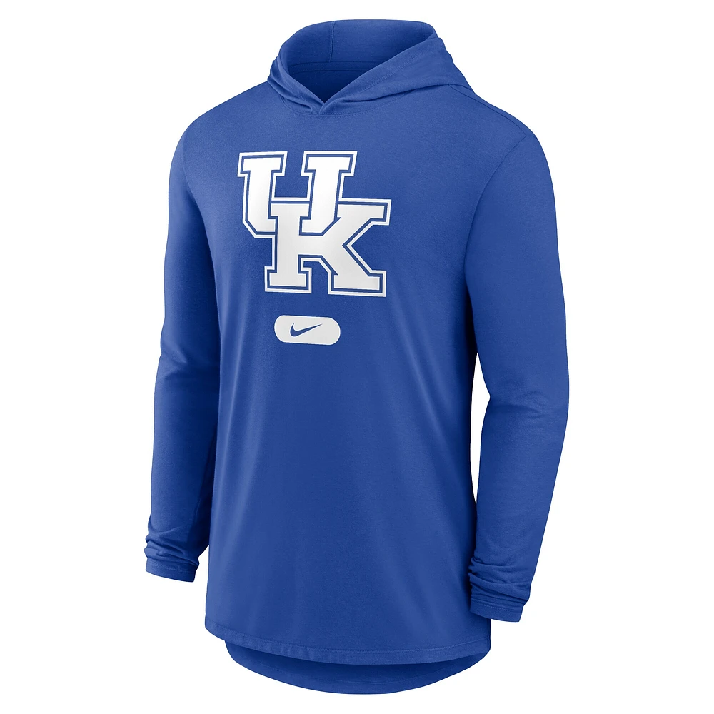 T-shirt à capuche manches longues Nike Royal Kentucky Wildcats pour homme, léger et performant