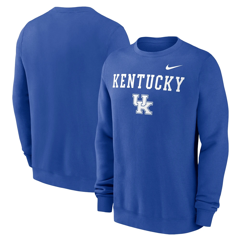 Men's Nike Royal Kentucky Wildcats Primetime Primary Stack Pullover Sweatshirt