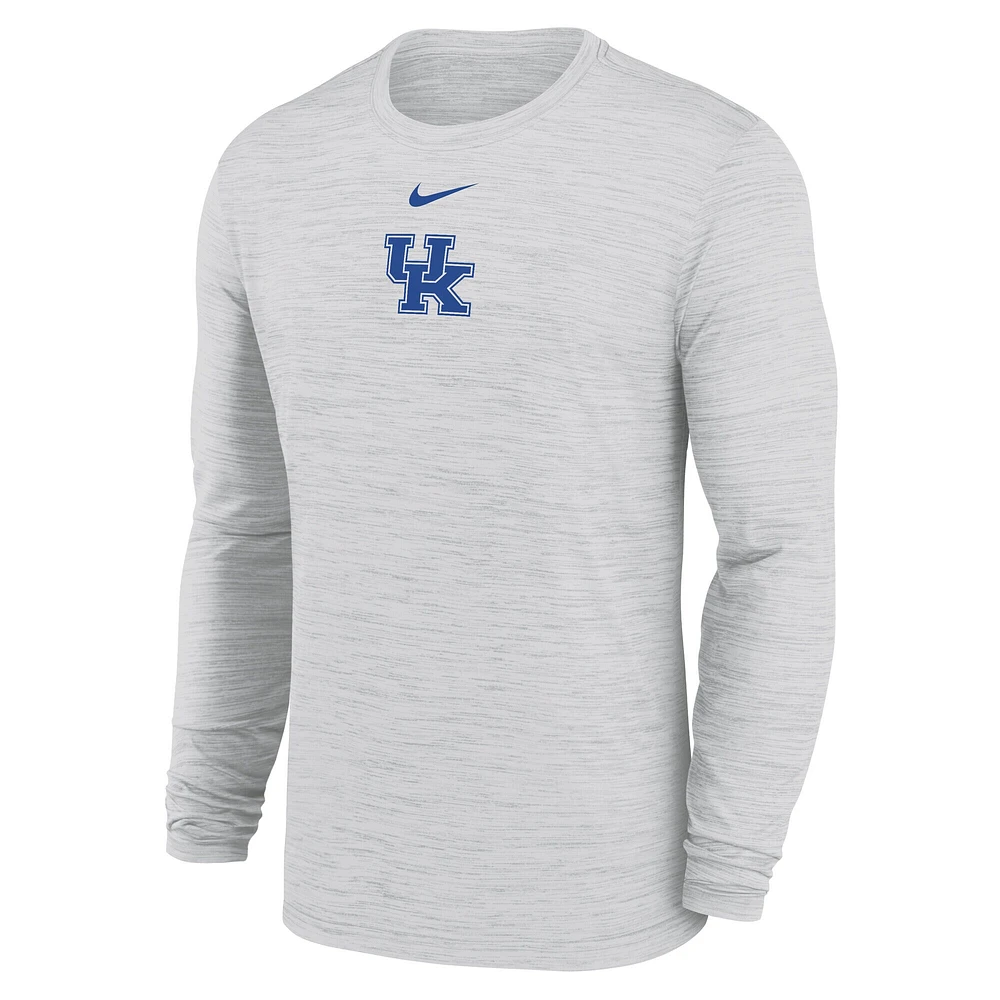 Men's Nike White Kentucky Wildcats 2025 Sideline Velocity Performance Long Sleeve T-Shirt