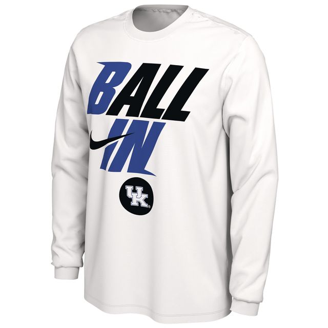 NIK KENT WHITE 22 MENS BASKETBALL BALL BENCH LS TEE TEEMENL-S