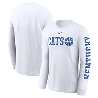 T-shirt à manches longues Nike Kentucky Wildcats Basketball Icon Two-Hit pour homme, blanc