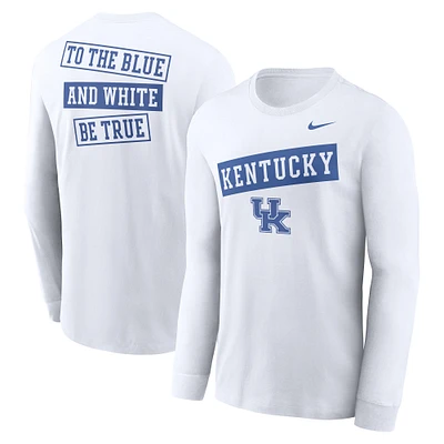 T-shirt Nike blanc à manches longues Kentucky Wildcats pour homme