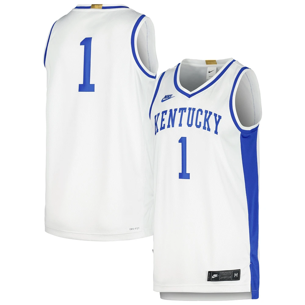 Maillot rétro Nike #1 Kentucky Wildcats Limited pour homme, blanc