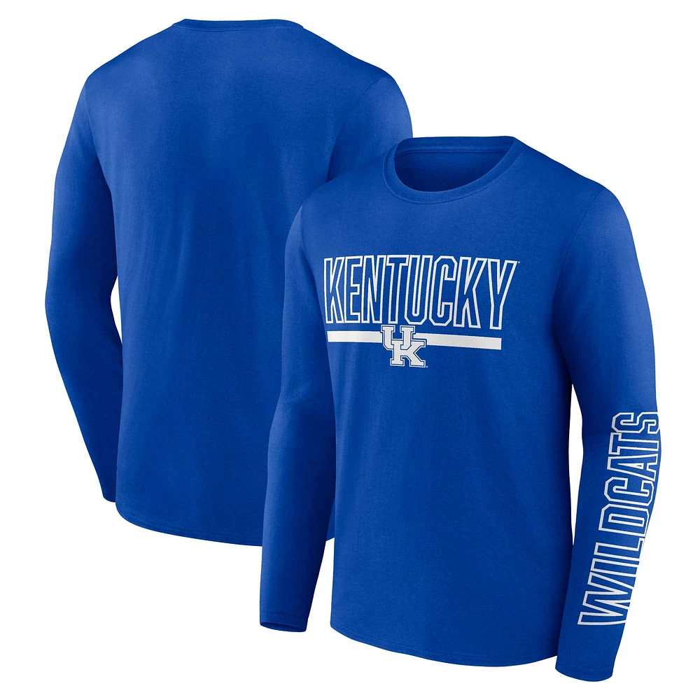 T-shirt à manches longues pour hommes Profile Royal Kentucky Wildcats Big & Tall deux coups