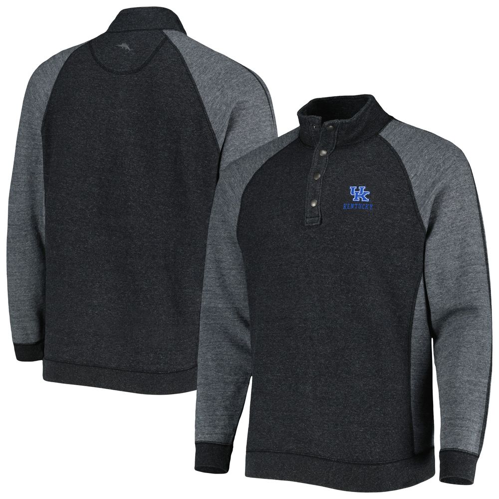 Men's Tommy Bahama Black Kentucky Wildcats Sport Scrimmage Snap Mock Neck Raglan Button-Up Jacket