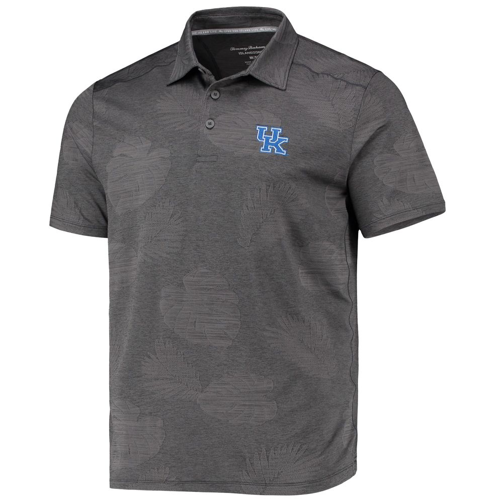 Men's Tommy Bahama Charcoal Kentucky Wildcats Palm Coast Delray Frond IslandZone Allover Print Polo