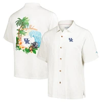 Men's Tommy Bahama Cream Kentucky Wildcats Castaway Game Camp Button-Up Shirt