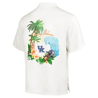 Men's Tommy Bahama Cream Kentucky Wildcats Castaway Game Camp Button-Up Shirt