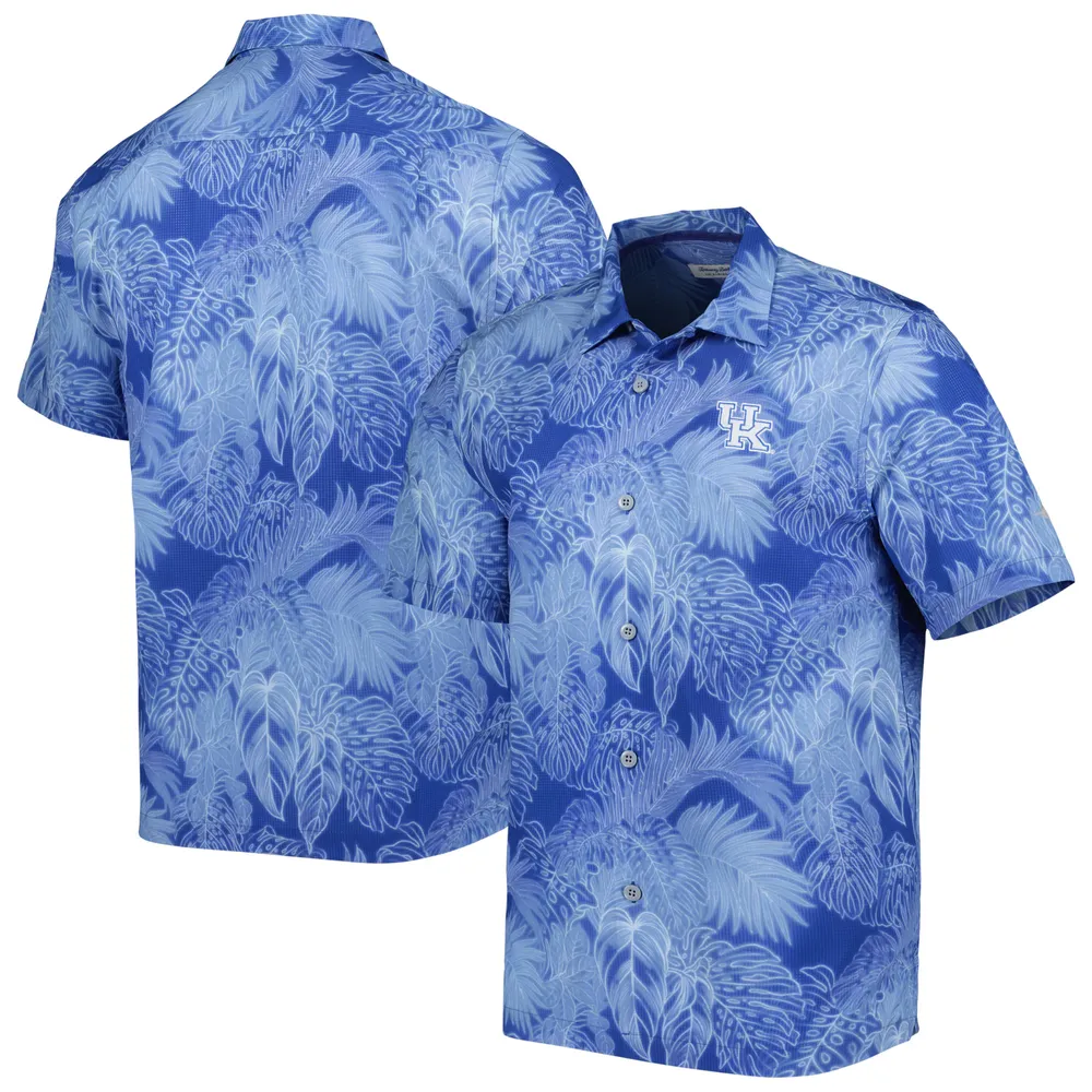 Chemise de camp boutonnée pour homme Tommy Bahama Royal Kentucky Wildcats Big & Tall Coast Luminescent Fronds IslandZone