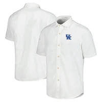 Men's Tommy Bahama White Kentucky Wildcats Coconut Point Palm Vista IslandZone Camp Button-Up Shirt