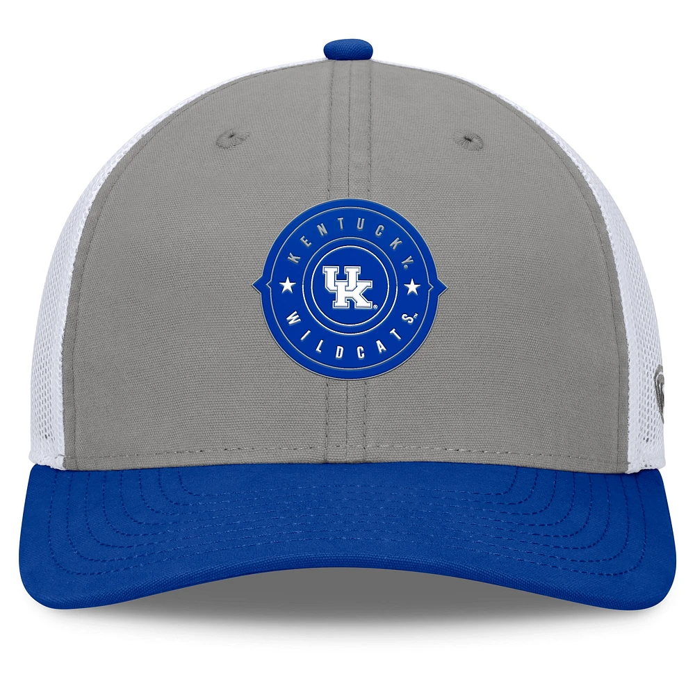 Casquette réglable Top of the World pour hommes, gris/Royal Kentucky Wildcats Rob Trucker