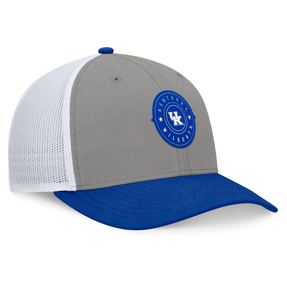 Casquette réglable Top of the World pour hommes, gris/Royal Kentucky Wildcats Rob Trucker