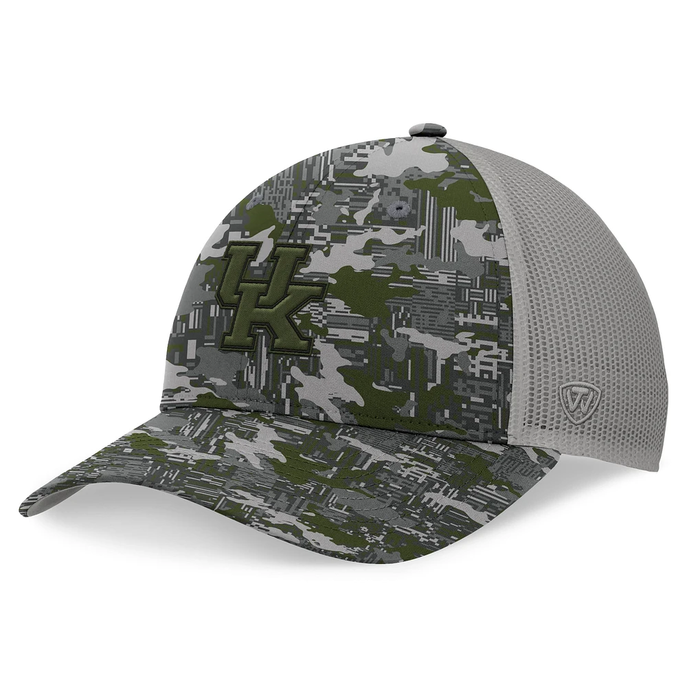 Casquette réglable camouflage pour hommes Top of the World gris Kentucky Wildcats OHT Military Appreciation Pledge Trucker