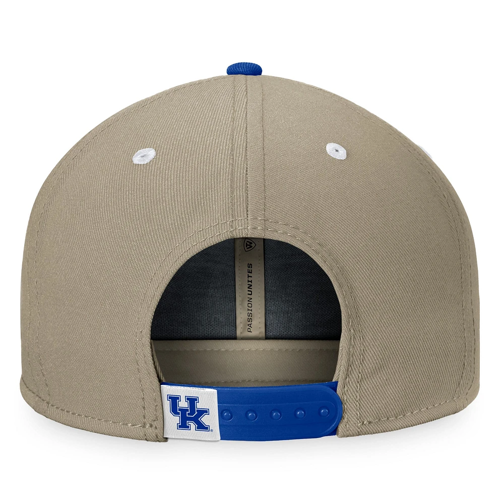 Casquette Snapback Top of the World kaki/Royal Kentucky Wildcats Land pour hommes