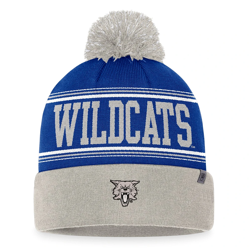 Bonnet en tricot à revers Top of the World Royal Kentucky Wildcats pour hommes avec pompon