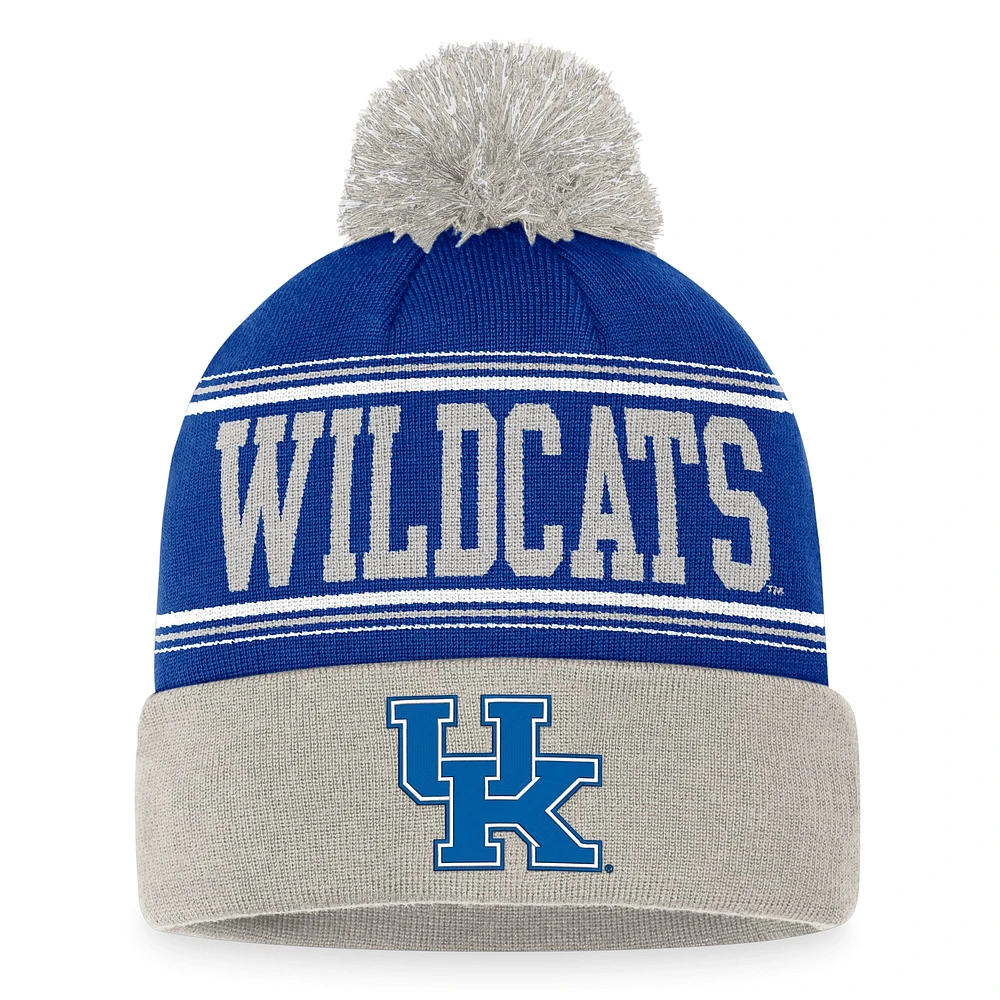 Bonnet en tricot à revers Top of the World Royal Kentucky Wildcats pour hommes avec pompon