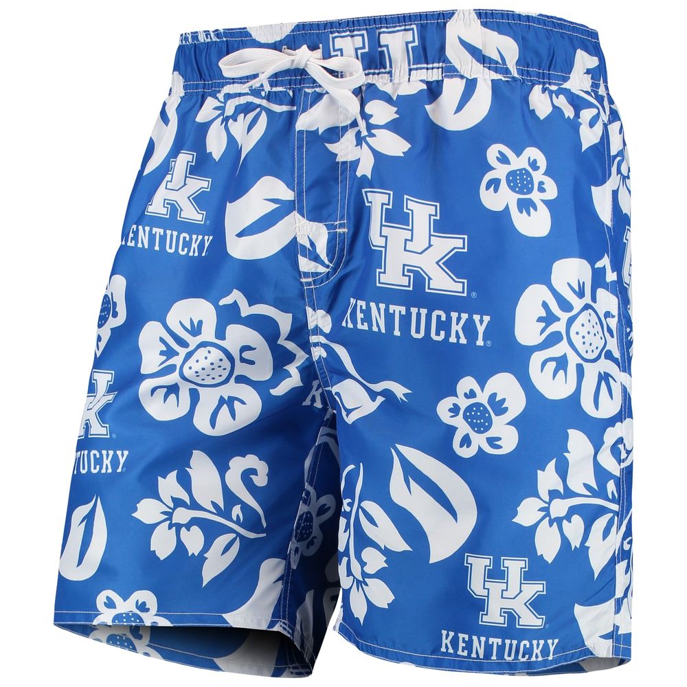 Men's Wes & Willy Royal Kentucky Wildcats Floral Volley Swim Trunks