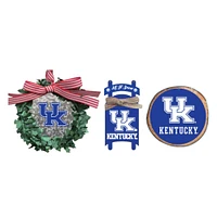 The Memory Company Kentucky Wildcats Lot de trois couronnes, traîneaux et décorations circulaires