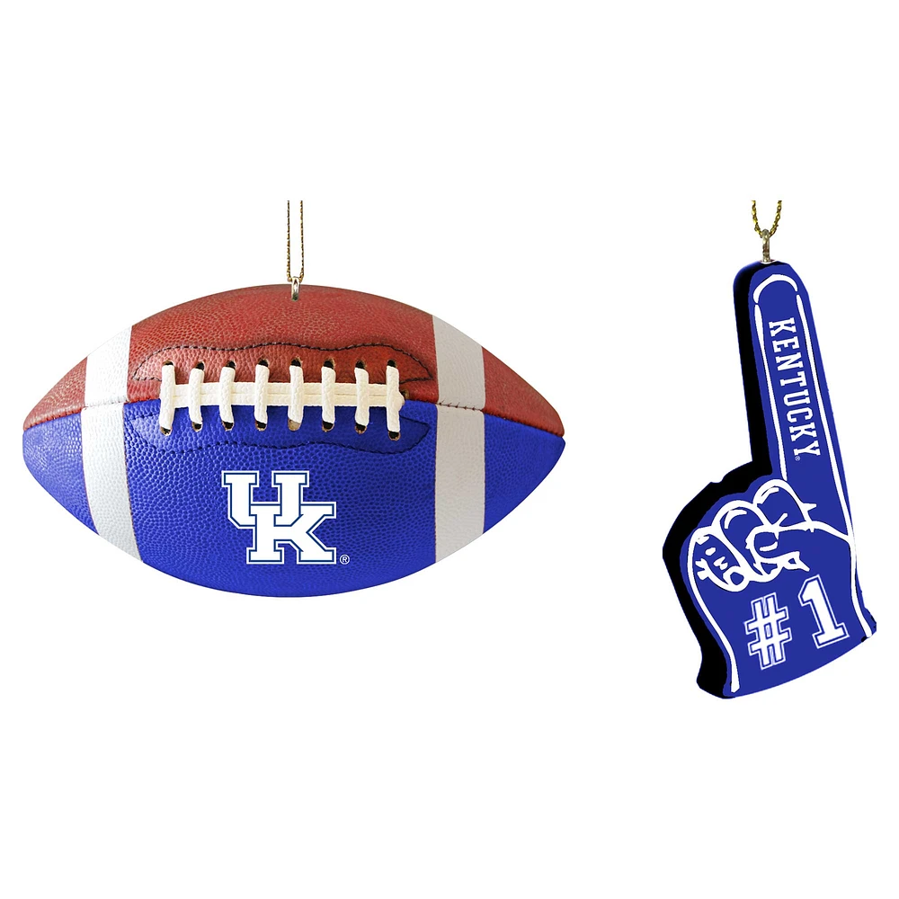 Ensemble de deux décorations de doigts en mousse et ballon de football Kentucky Wildcats de The Memory Company