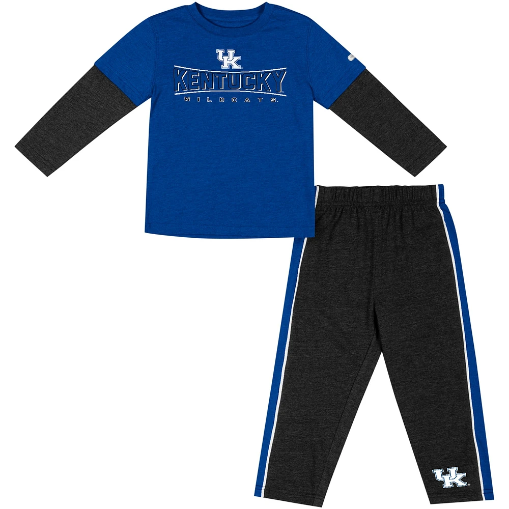 Ensemble t-shirt et pantalon à manches longues Colosseum Royal/noir Kentucky Wildcats pour tout-petit