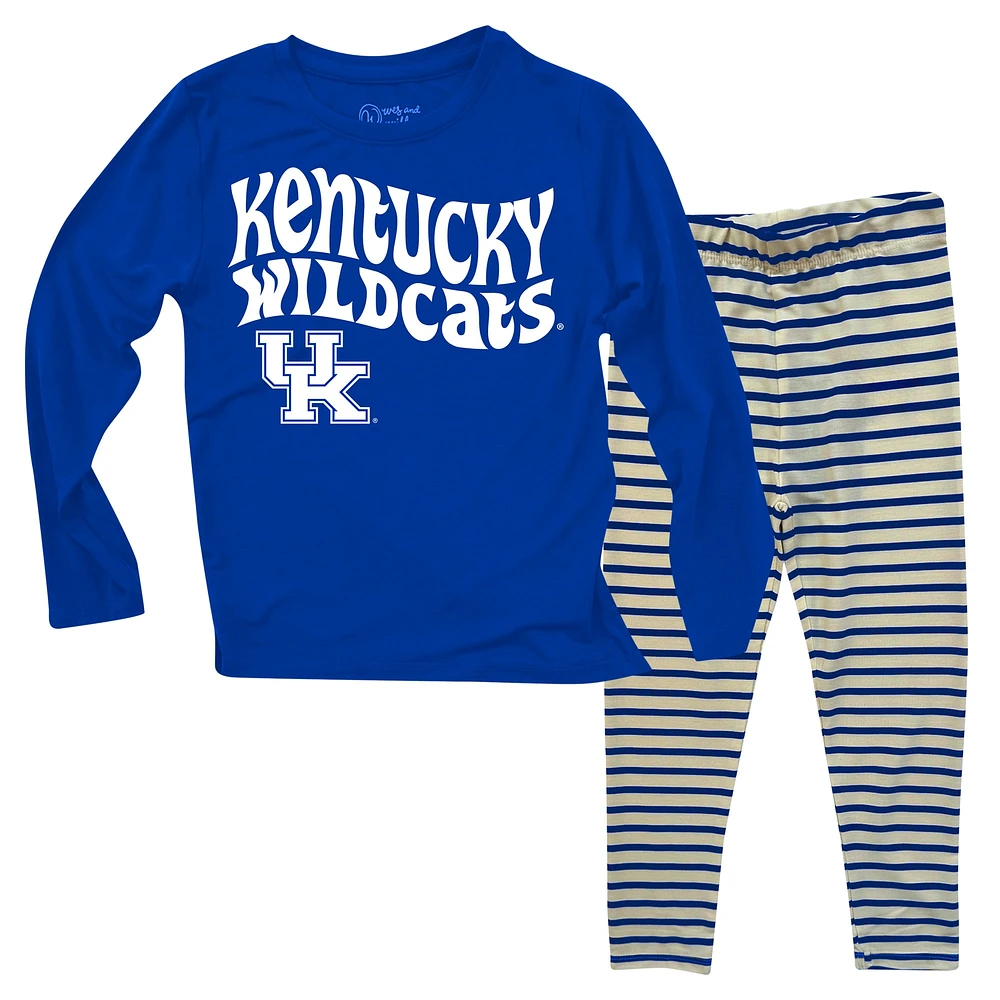 Toddler Wes & Willy Kentucky Wildcats Long Sleeve Top and Striped Tri-Blend Leggings Set
