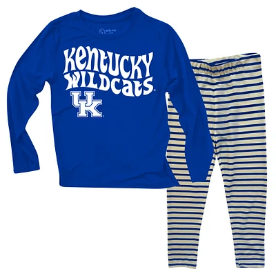 Toddler Wes & Willy  Kentucky Wildcats Long Sleeve Top and Striped Tri-Blend Leggings Set