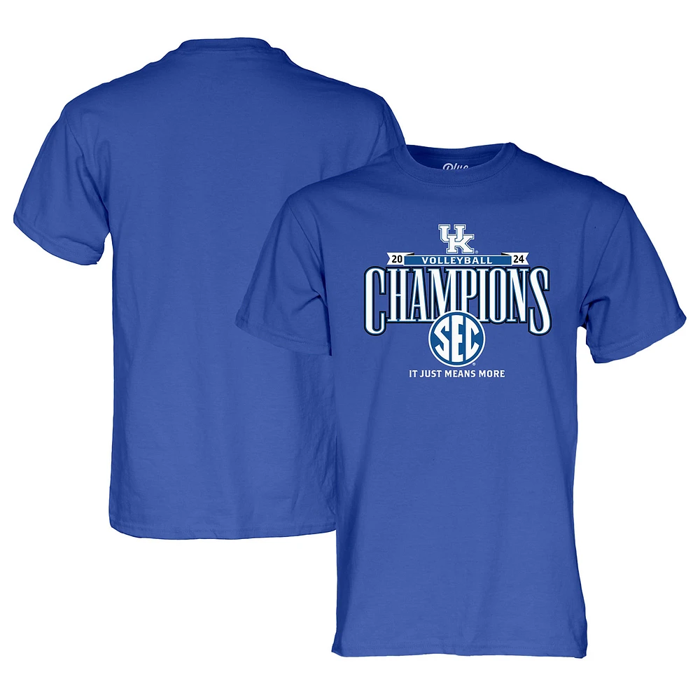 T-shirt unisexe bleu 84 Royal Kentucky Wildcats Champions de la saison régulière volleyball SEC 2024 pour vestiaire