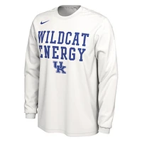 T-shirt à manches longues Nike blanc Kentucky Wildcats 2024 On-Court Bench Energy pour homme