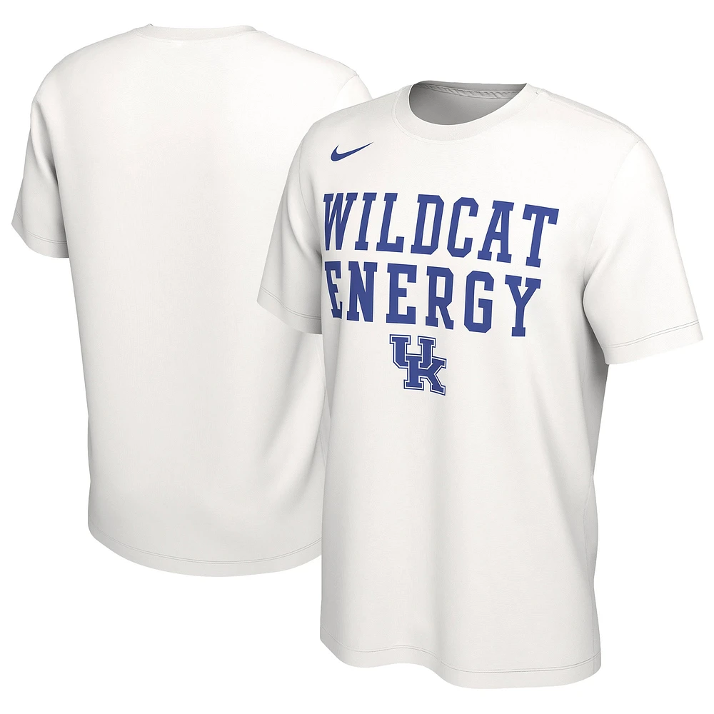 T-shirt Nike blanc Kentucky Wildcats 2024 On-Court Bench Energy pour homme