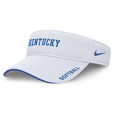 Visière ajustable unisexe Nike blanche Kentucky Wildcats 2025 Dugout Softball Ace Performance