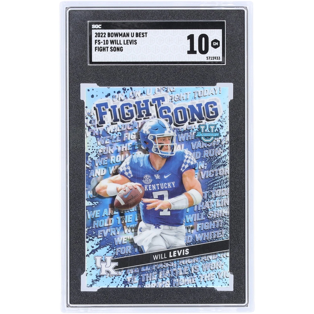Will Levis Kentucky Wildcats 2022 Bowman Best U Fight Song #FS-10 SGC Authenticated 10 Card
