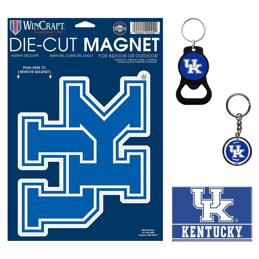 Lot de 4 porte-clés et aimants WinCraft Kentucky Wildcats