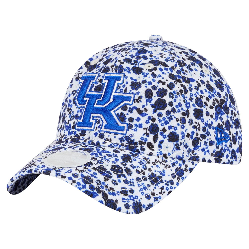 Casquette ajustable New Era blanche Kentucky Wildcats Blooming 9TWENTY pour femme