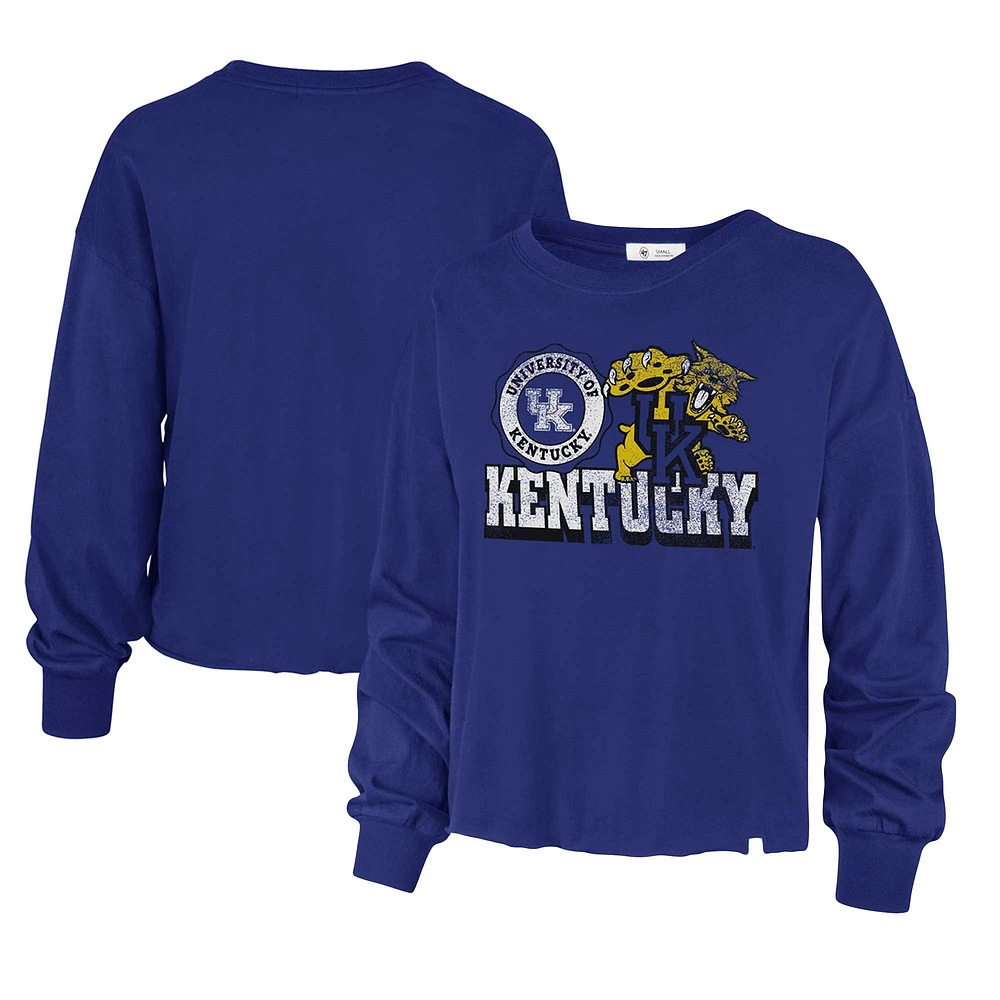 Women's '47 Royal Kentucky Wildcats Bottom Line Parkway Long Sleeve High Waist T-Shirt