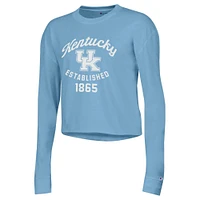 Women's Champion Blue Kentucky Wildcats Boyfriend Cropped Long Sleeve T-Shirt