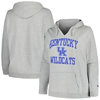 Women's Champion Heather Gray Kentucky Wildcats Plus Heart & Soul Notch Neck Pullover