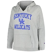 Women's Champion Heather Gray Kentucky Wildcats Plus Heart & Soul Notch Neck Pullover