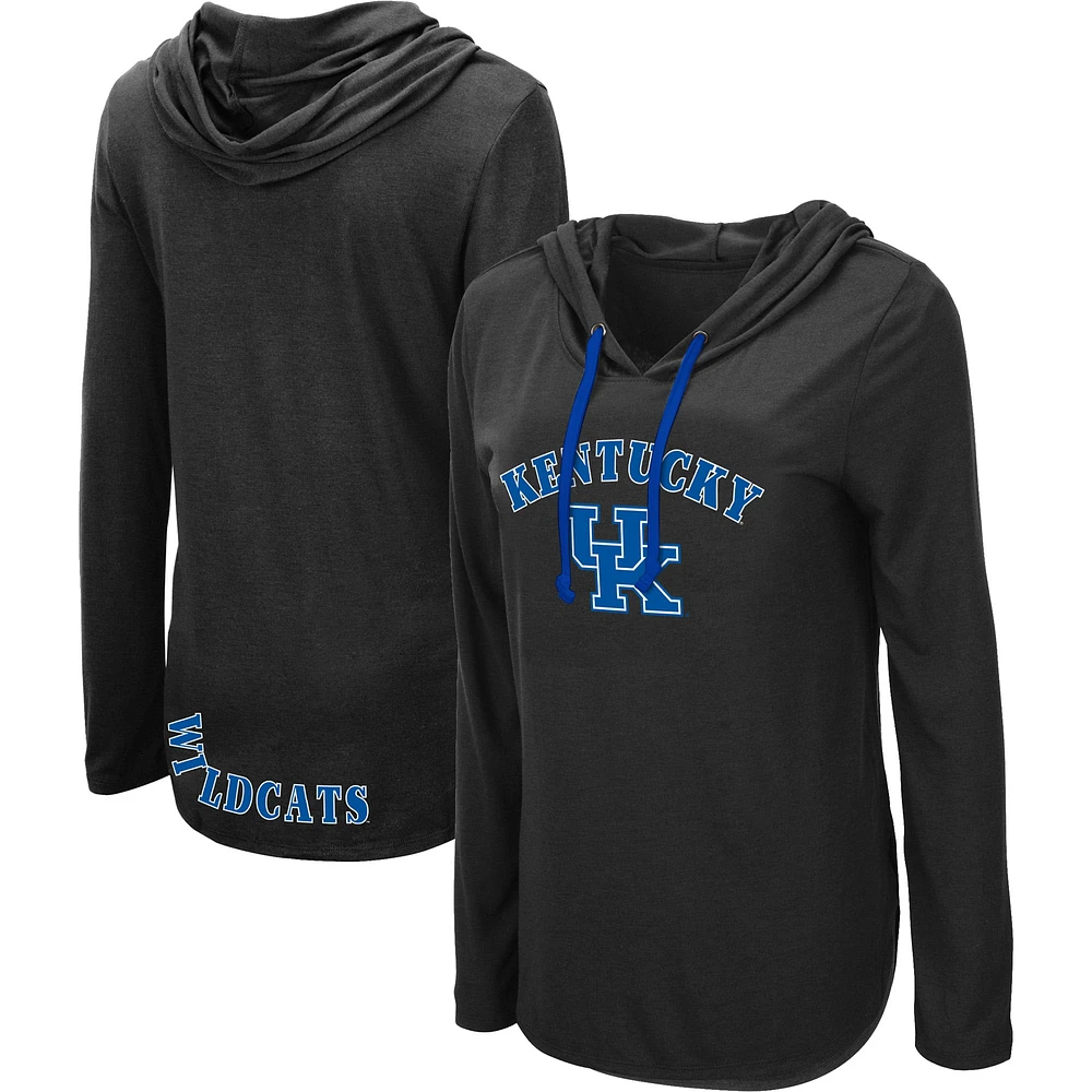 Women's Colosseum Black Kentucky Wildcats My Lover Lightweight Hooded Long Sleeve T-Shirt