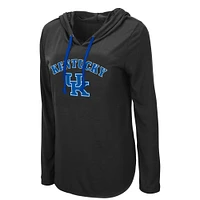 Women's Colosseum Black Kentucky Wildcats My Lover Lightweight Hooded Long Sleeve T-Shirt