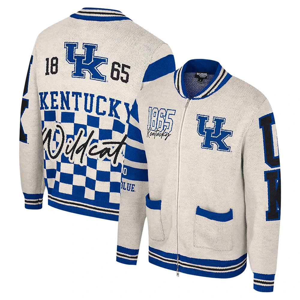 Pull zippé en jacquard pour femme Colosseum Cream Kentucky Wildcats