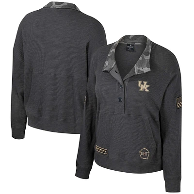 Sweat-shirt thermique Colosseum Heather Charcoal Kentucky Wildcats OHT Military Appreciation Payback Henley pour femmes