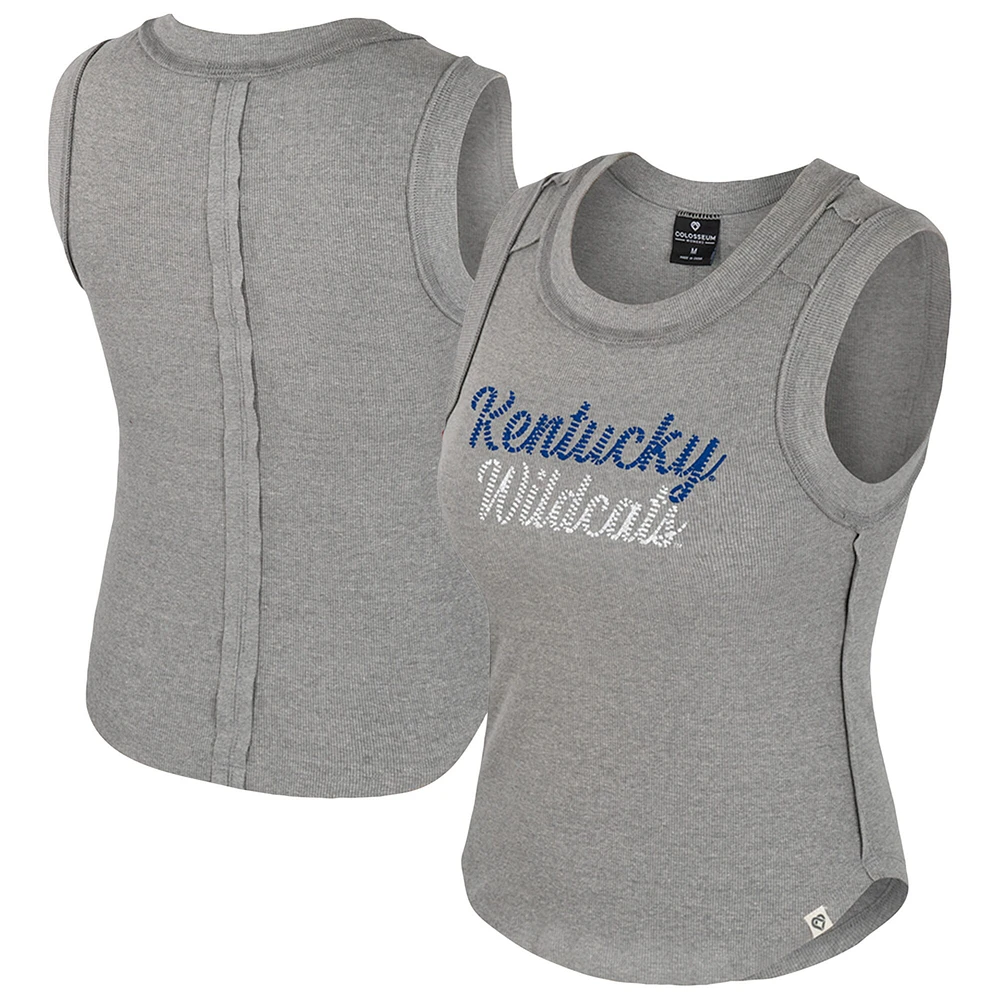 Women's Colosseum Heather Gray Kentucky Wildcats Beach You Ribbed Tank Top