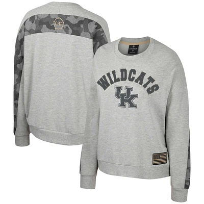 Sweat-shirt Colosseum Heather Grey Kentucky Wildcats OHT pour femmes, drapeau d'appréciation militaire, rang Dolman