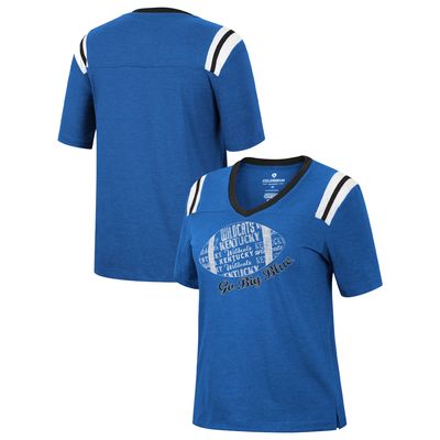 Women's Colosseum Heathered Royal Kentucky Wildcats 15 Min Early Football V-Neck T-Shirt