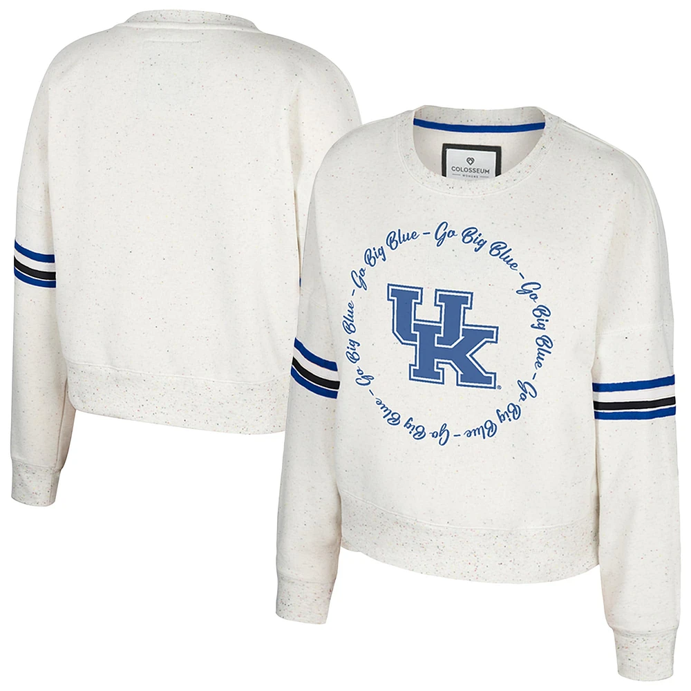 Women's Colosseum Natural Kentucky Wildcats Novelist Speckle Fleece Pullover Sweatshirt